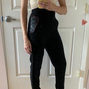 Alexander Wang High Waisted Wool/Leather Trousers